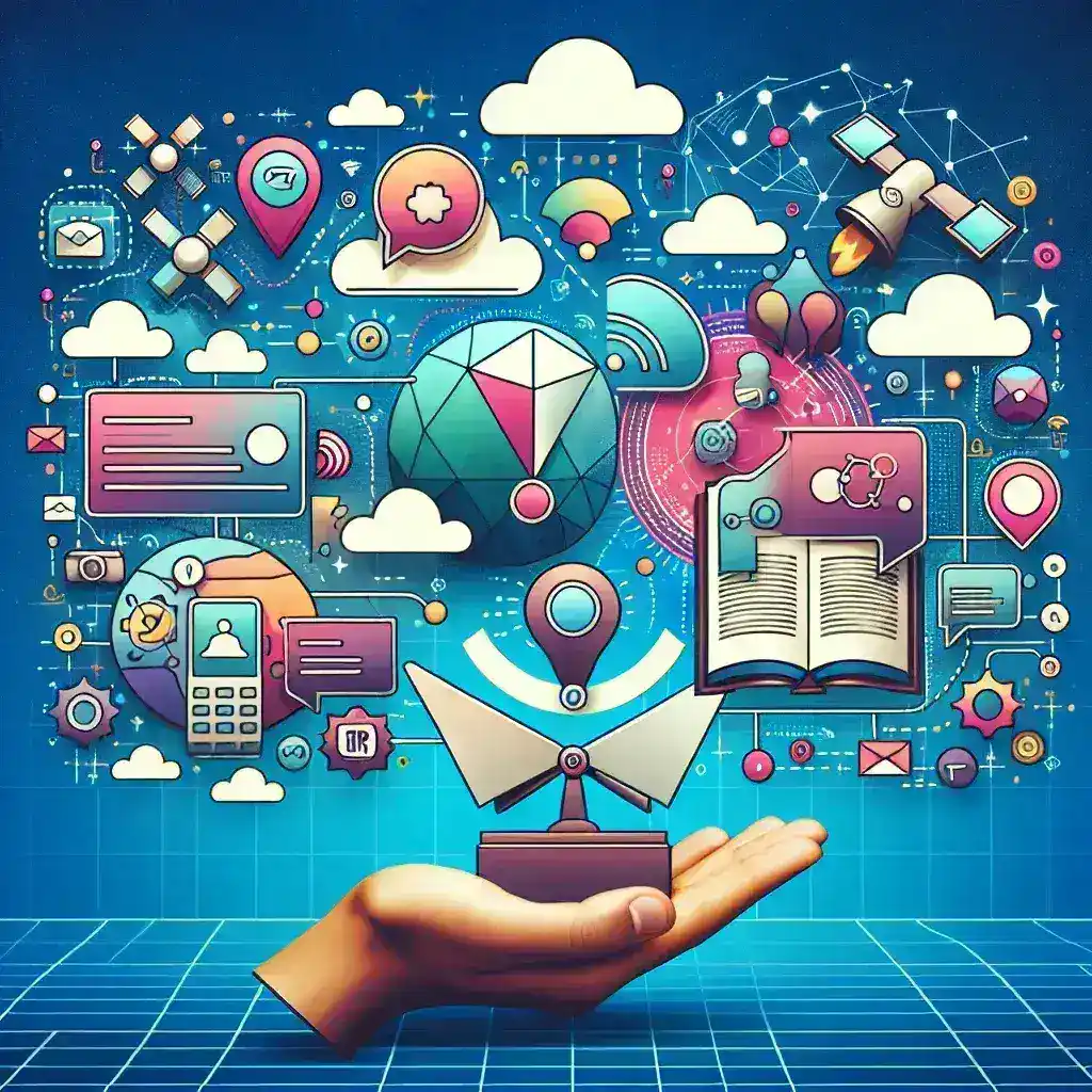 "Ilustrasi strategi promosi produk digital melalui saluran Telegram, menampilkan grafik pertumbuhan dan interaksi pengguna yang meningkat."