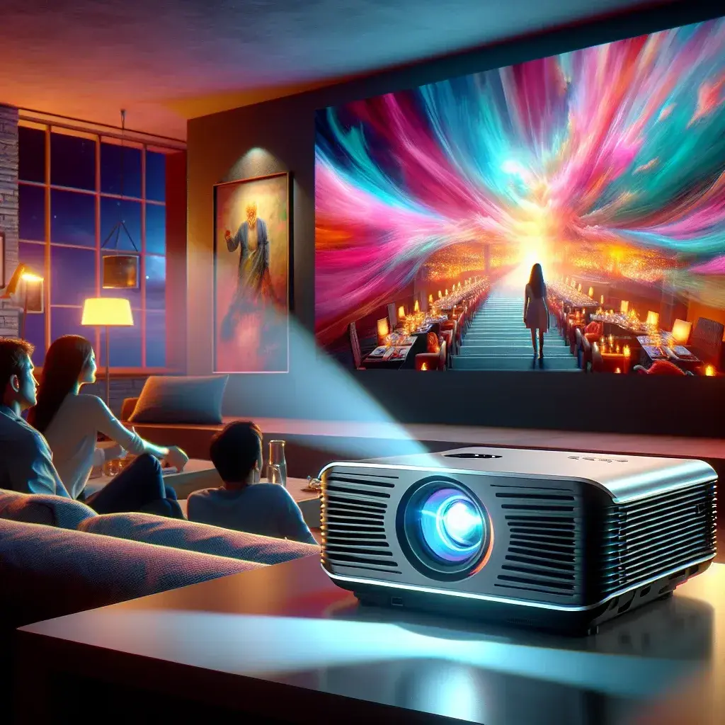 "Proyektor 4K Ultra-Portable Sony terbaru yang mengubah pengalaman menonton, menampilkan desain modern dan compact di ruang tamu."